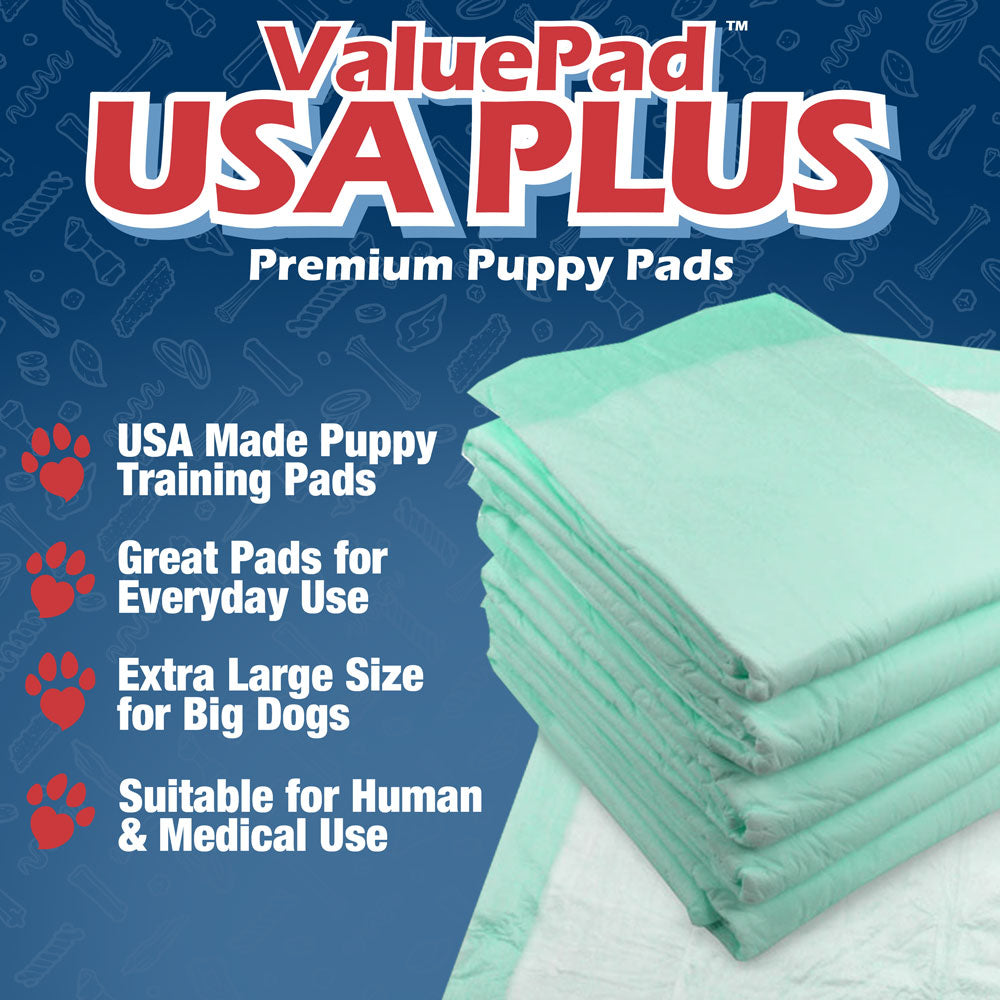 ValuePad USA Puppy Pads, Large 30x30 Inch, 300 Count, Plain Packaging for Resellers - Hospital Grade, Great for Humans, Pets & General Use 